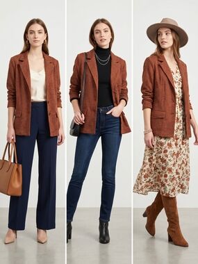 Chico's Rust Brown Textured Blazer